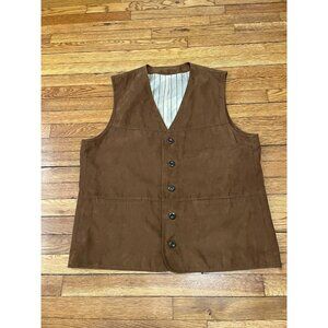 Digel Men's Brown Faux Suede Leather Vest Jacket Size 46R